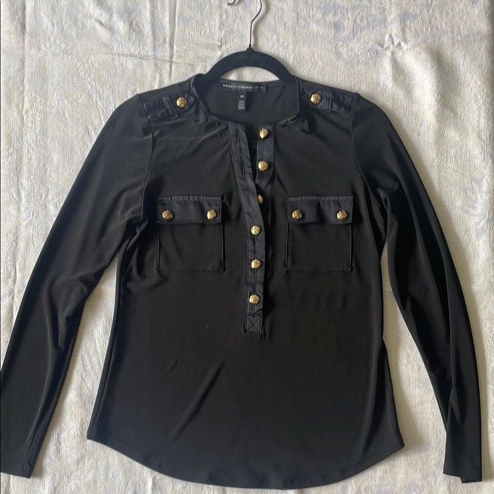 White House Black Market | Black Button-Down Women's Top | XS